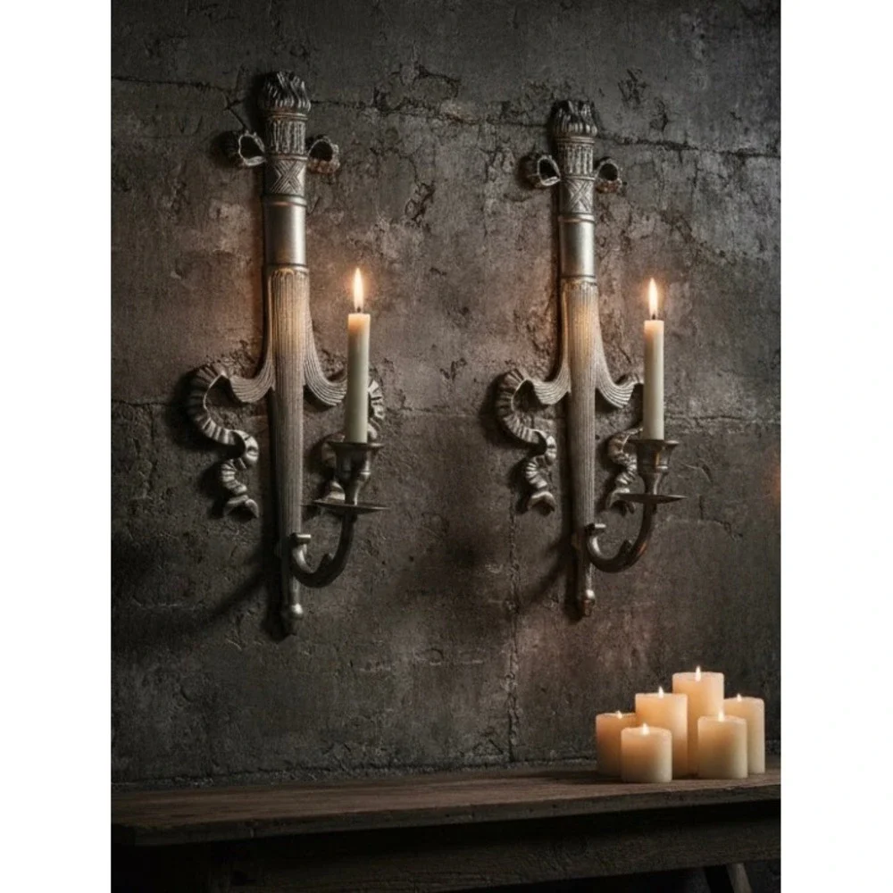 Gothic Medieval Knight‎ Wall Sconce Set Castle Candle Holders Game Thrones